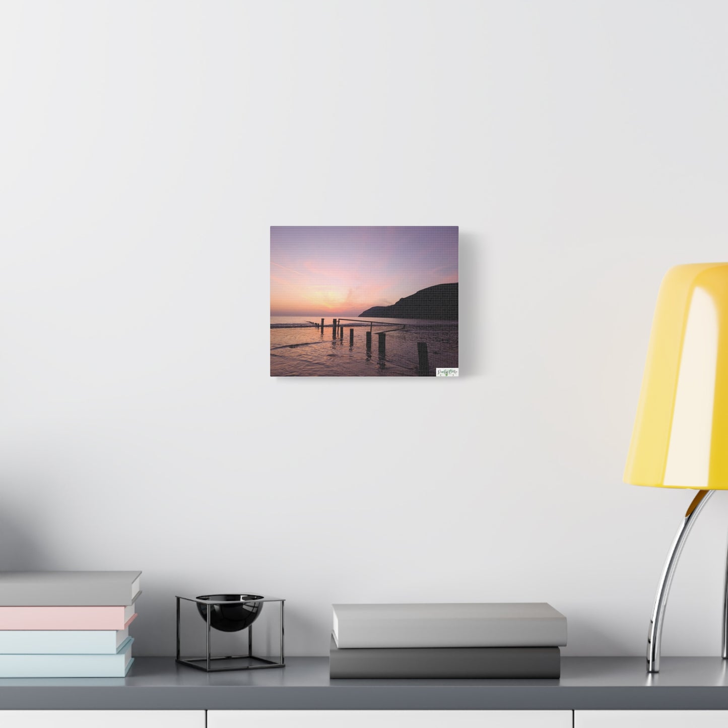 Sunset Beach Canvas Print – Purple Coastal Seascape on Matte Stretched Canvas